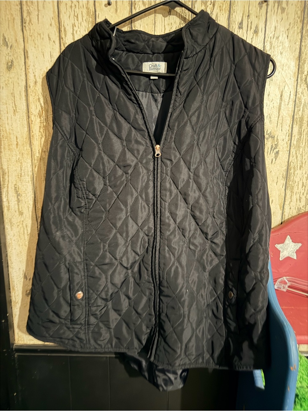 Croft & Barrow Womenโs 2X Black Quilted Zip Up Vest